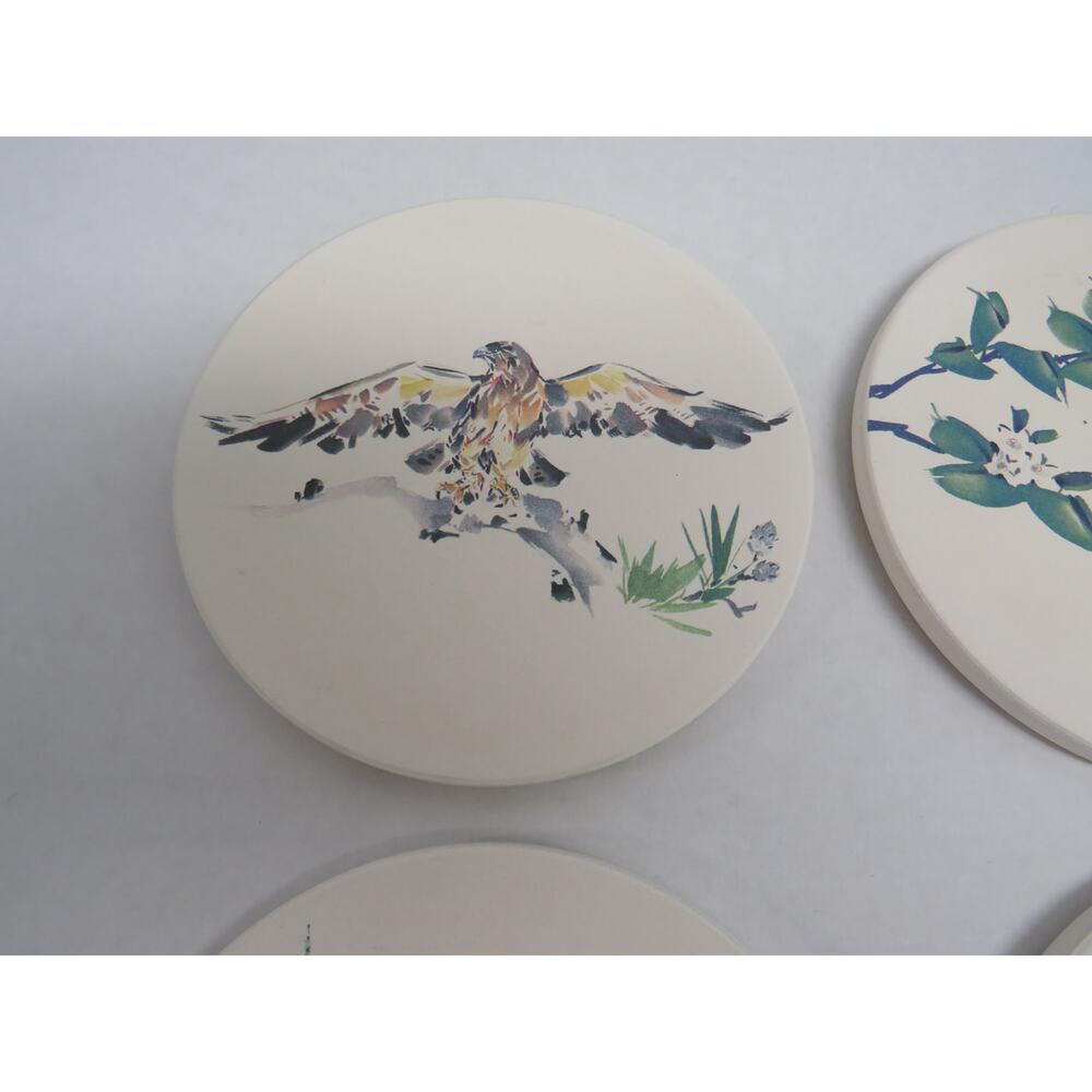 Set of 4 CoasterStone Coasters Bear Hawk Dragonfly Fruit Woodland Nature Outdoor - Picture 6 of 11